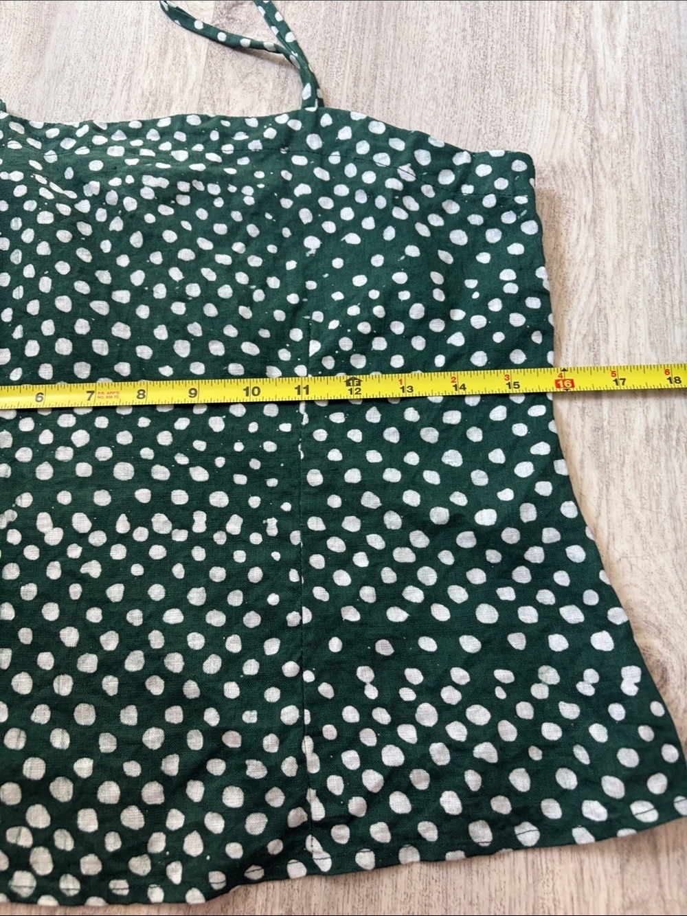 Osei Duri linen Bosca tank Green Polka Dot Spaghetti Strap Cami XS anthro - Picture 5 of 8